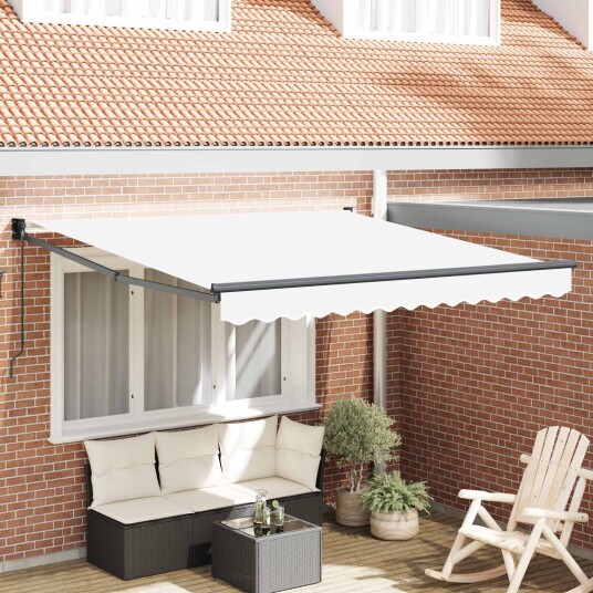 manuell uttrekkbar markise Hvit 300x250 cm markise erstatningsstoff for 3x2.5 m ramme Hvit