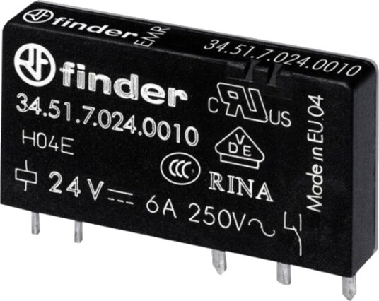 Finder 34.51.7.024.4010 Printrelé 24 V/Dc 6 A 1 X Vekselkontakt 1 Stk Rør