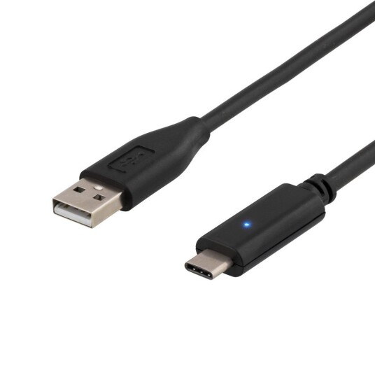 Deltaco USB 2.0 Type C til Type A 0,5m Sort Kabel