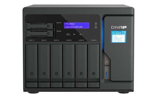QNAP TS-855X NAS-server med 8 Plasser, Intel Atom C5125, 2.8 GHz QNAP TS-855X NAS-server med 8 Plasser, Intel Atom C5125, 2.8 GHz