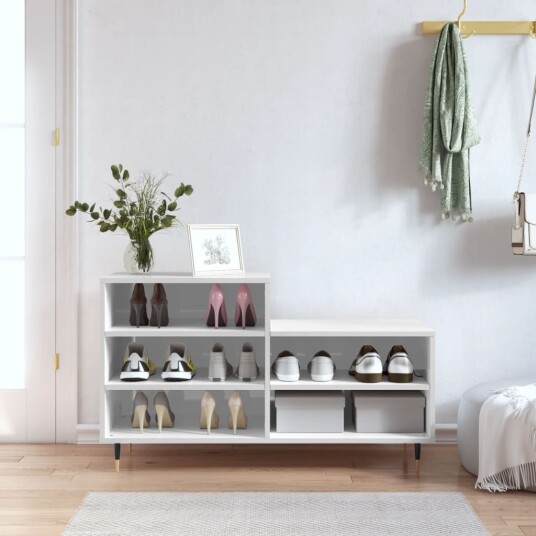 Skoskap høyglans hvit 102x36x60 cm konstruert tre 8721012114210 Skoskap høyglans hvit 102x36x60 cm konstruert tre 8721012114210