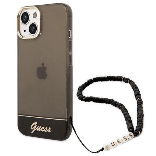 Guess Hardcase Mobildeksel til iPhone 14 Plus 6,7" med Gjennomsiktig Perlestropp Svart