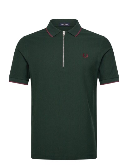 Fred Perry Crepe Pique Polo Shirt Green XL