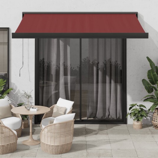 Manuell uttrekkbar markise burgunder 300x250 cm 3215318