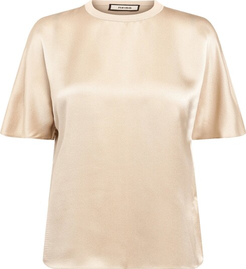 Reiss Lena Silk Shortsleeve Top   CHAMPAGNE NEUTRAL   36