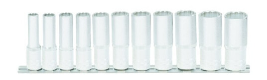 Ks Tools 911.0606, Støpselsett, 3/8", 11 Hoder, Kromvanadiumstål, Din 3120, Iso 1174, Din 3124, Iso 2725, 750 G