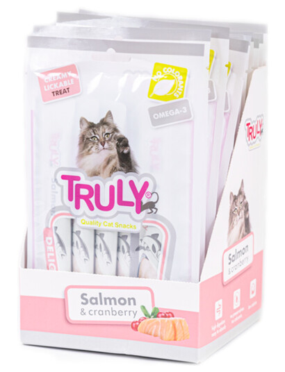 Truly - 12 x 5 pcs  Cat Creamy Lickable Salmon & Cranberry total 840gr