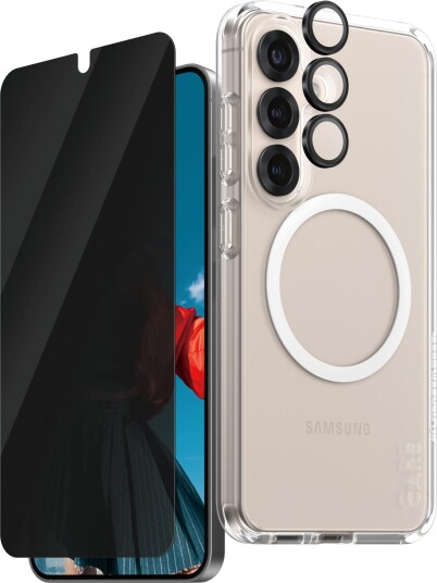 PanzerGlass 3-i-1 Privacy Bundle for Samsung Galaxy S25 – Deksel, Skjerm- og Linsebeskytter