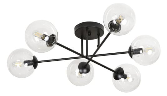 Emibig Brendi rund taklampe 6 lys - Svart/Klart glass