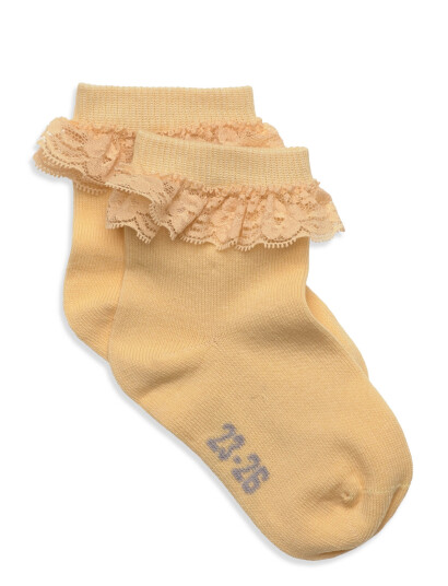 Minymo Ankle Sock W. Lace - Yellow - 15/18 Minymo Ankle Sock W. Lace - Yellow - 15/18