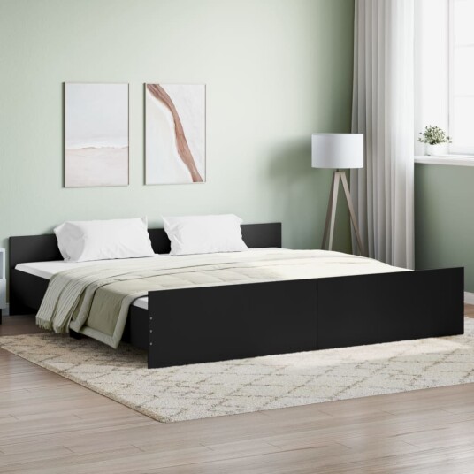 vidaXL Sengeramme med hode- og fotgavl svart 200x200 cm 8721012156906