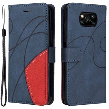 Bi-Color Series Xiaomi Poco X3 Pro/X3 NFC Lommebok-deksel Blå