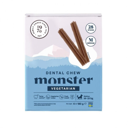 Monster Pet Food Vegetarisk Tannkjøtt for Hund Medium 28-pakning Monster Pet Food Vegetarisk Tannkjøtt for Hund Medium 28-pakning