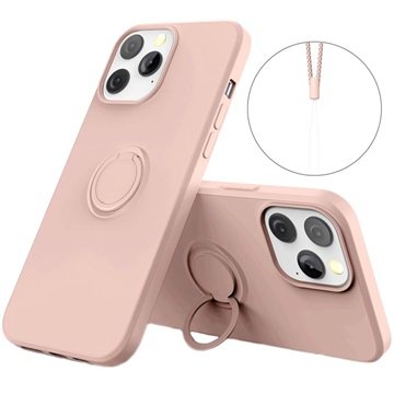 iPhone 13 Pro Max Liquid Silikondeksel med Ringholder Rosa iPhone 13 Pro Max Liquid Silikondeksel med Ringholder Rosa