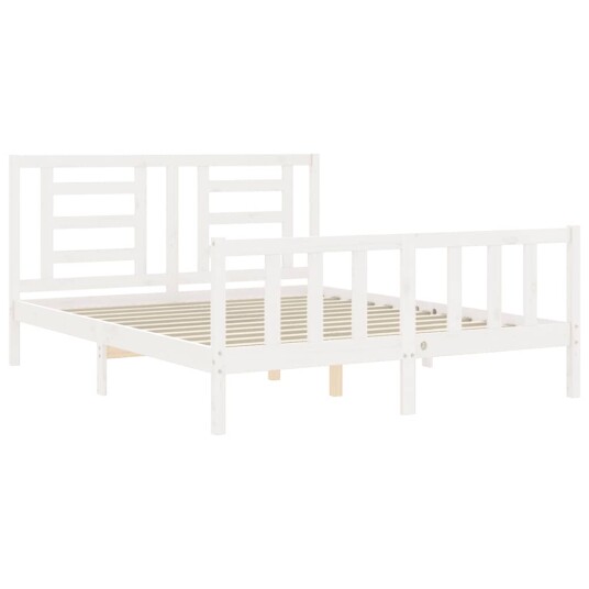 vidaXL Sengeramme med hodegavl hvit 160x200 cm heltre