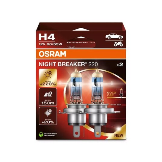 Halogenpære Osram Night Breaker 220 H4 60/55W Halogenpære Osram Night Breaker 220 H4 60/55W