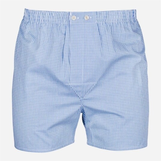 Derek Rose Classic Fit Cotton Boxer Shorts - Blue Smal Check