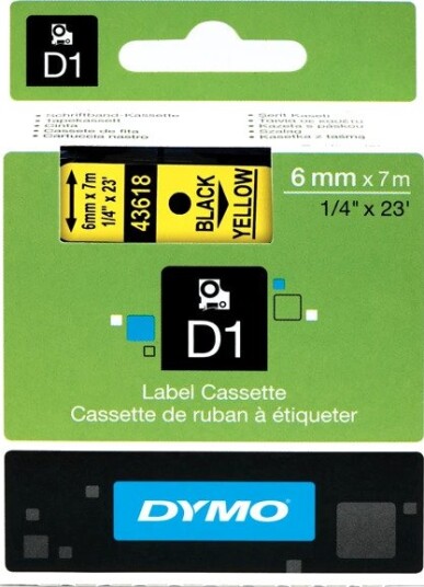 DYMO Labeltape 6mm S0720790 sort/gul