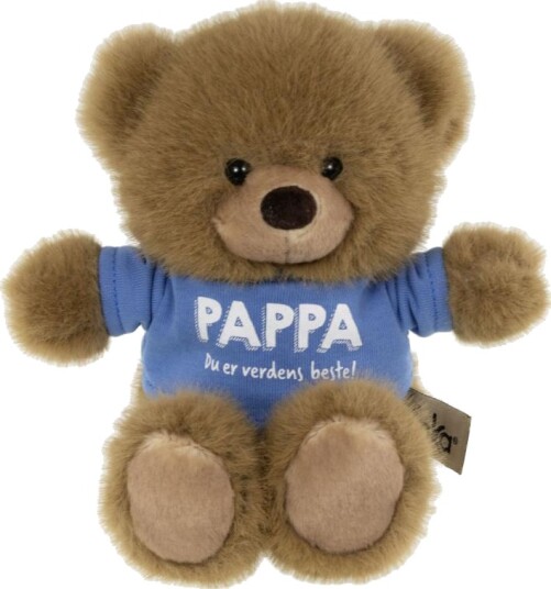 Bamse pappa verdens beste 15cm brun/blå Bamse pappa verdens beste 15cm brun/blå