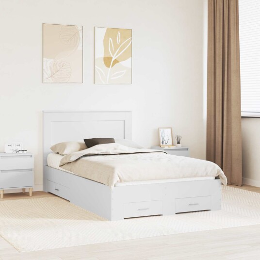 Sengestamme med skuff med hodegjerde med lagring Konstruert tre