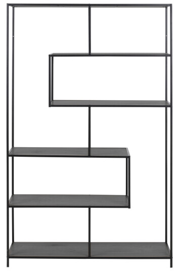 Bokhylle Walmon 114x35 cm 4 Hyller Svart/Matt Svart