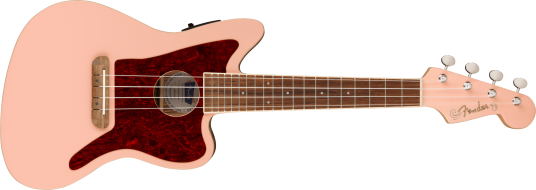 Fender Fullerton Jazzmaster Uke Shell Pink, Walnut Fb, Tortoise Pg