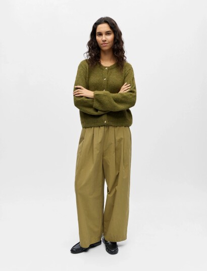 Object Objsaggia Re L/S Knit Cardigan Noos   Khaki green   L