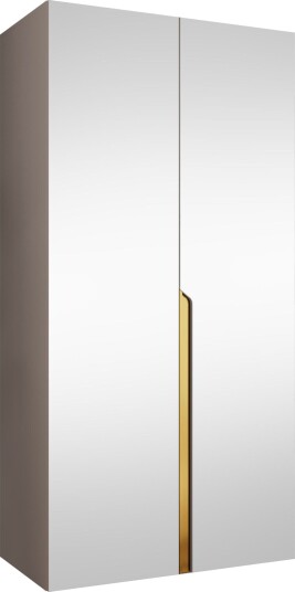 Milias Garderobeskap med speil 100x202 cm - beige / gull