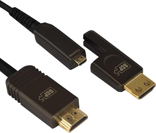 SCP HDMI Hybridkabel 15 m LSZH Sort HDMI Fiber/Kobber 18Gbps HDCP2.2 Detach