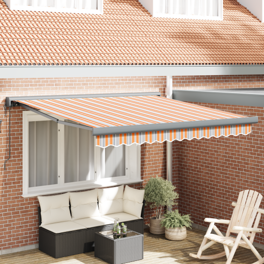 Automatisk Utrekksmarkise Flerfarget Stripe 300 x 250 cm