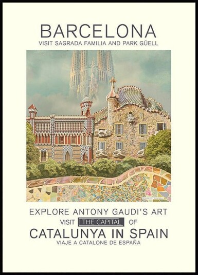 Barcelona print Poster Plakat / 70x100cm