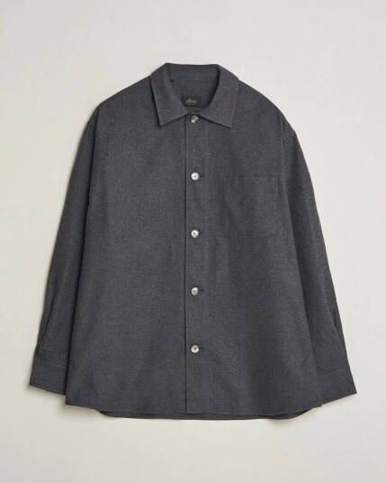 Brioni Cotton/Cashmere Overshirt Grey Melange