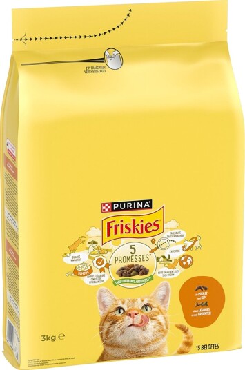 Friskies Tørrfôr Adult Purina Catmed Og Grønnsaker Kylling 3 X 3 kg