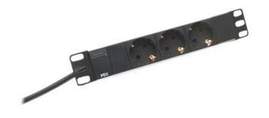 Digitus Rackmontert PDU 1U 3 Uttak 10A 2m Aluminium Digitus Rackmontert PDU 1U 3 Uttak 10A 2m Aluminium