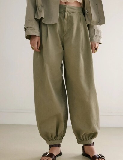 Mango Baggy Mid Rise Jeans   Khaki green   42