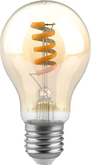 V Tac E27 4W LED pære   Spiral kulltråd ravfarget glass 1800K   Kulør : Ekstra varm
