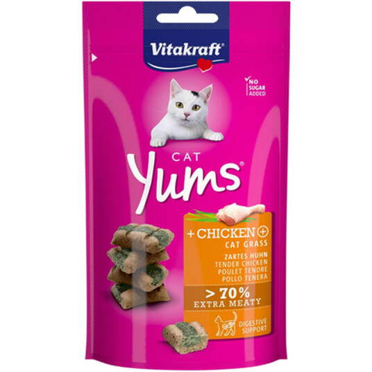 Vitakraft Kattegodteri Cat-Yums med Kylling og Kattegras 9 x 40 g