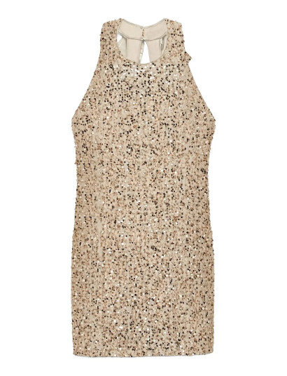 Vero Moda Vmbella Sl O Neck Short Sq Dress Jrs Ga   Beige   L