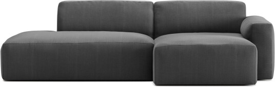 No Ga - Brick 2-Seater Chaise Lounge Open End Left Shadow Dark Grey Sofaer Grå