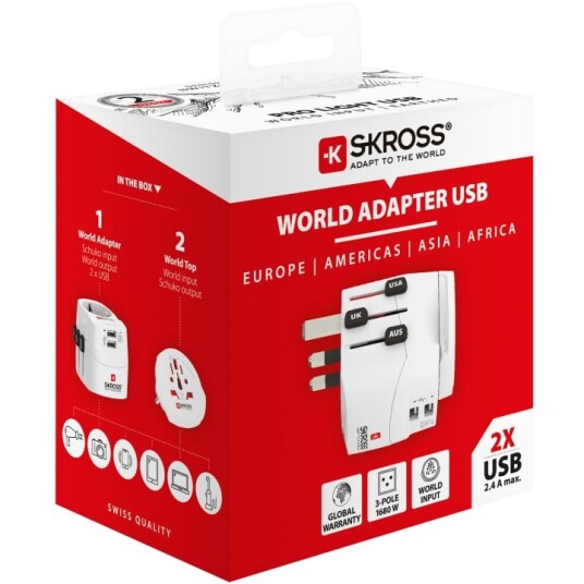 SKROSS Pro Light World Adapter 2xUSB- SKROSS Pro Light World Adapter 2xUSB-