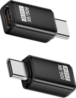 240W 80Gbps USB-C Hunn til Hann Adapter - Rett Kobling (2-Pakning) Black