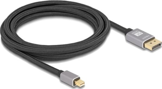 Delock Displayport Kabel Mini Displayport Hann Til Displayport Hann Displayport 1.4 3 M 8K 60Hz Støtte Grå Svart