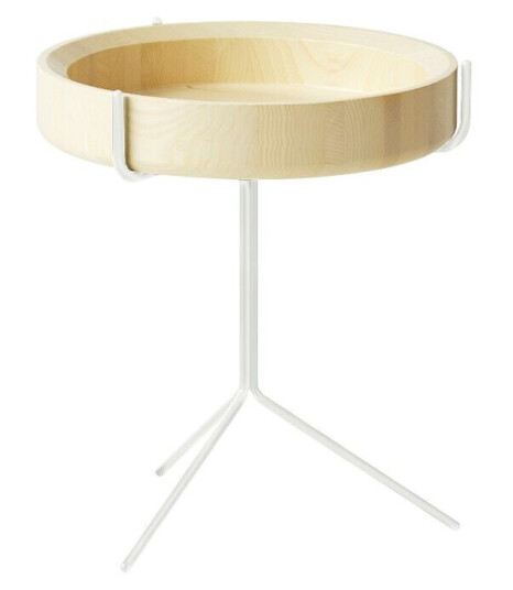 Swedese Drum bord ask naturlakk, h.46 cm, hvitt stativ