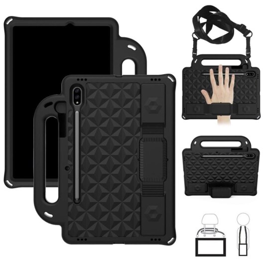INCOVER Samsung Galaxy Tab S7 Håndverker Deksel m. Pencil Holder, Bærestropp & Skulderstropp - Sort INCOVER Samsung Galaxy Tab S7 Håndverker Deksel m. Pencil Holder, Bærestropp & Skulderstropp - Sort