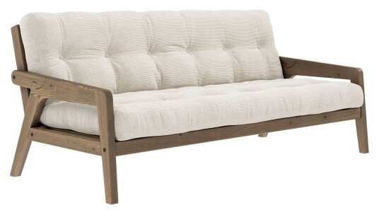 Karup Design Grab Sovesofa, Brunlakkert furu, Ivory fløyel 1727941-10-0 1727941-13-0