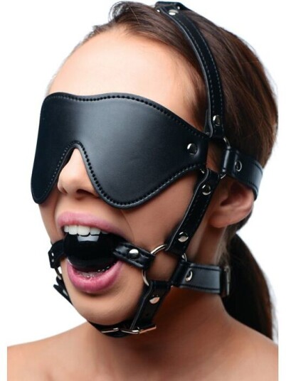 XR Brands - Strict Strict: Blindfold Harness + Ball Gag