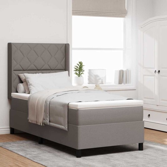 Dobbeltseng med madrass Taupe 100x200 cm Stoff