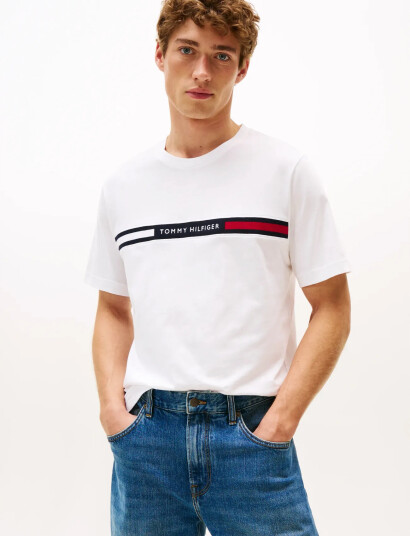 Tommy Hilfiger Hilfiger Chest Insert Tee - White - M Tommy Hilfiger Hilfiger Chest Insert Tee - White - M