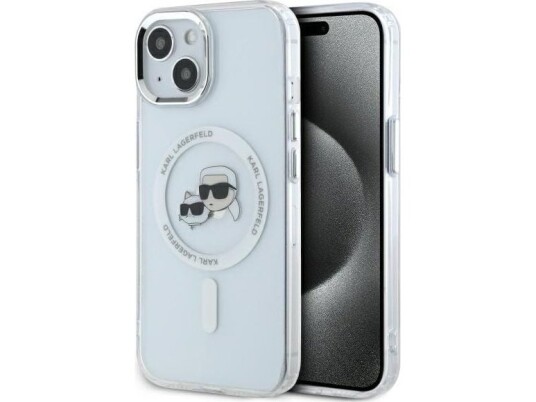 Karl Lagerfeld Karl Lagerfeld Klhmp14shlskch Iphone 14 6.1" Biały/White Hardcase Iml Metal Karl&Choupette Head Magsafe