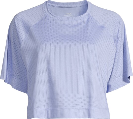 Casall Women's Laser Mesh Crop Tee Blueberry Mist L
